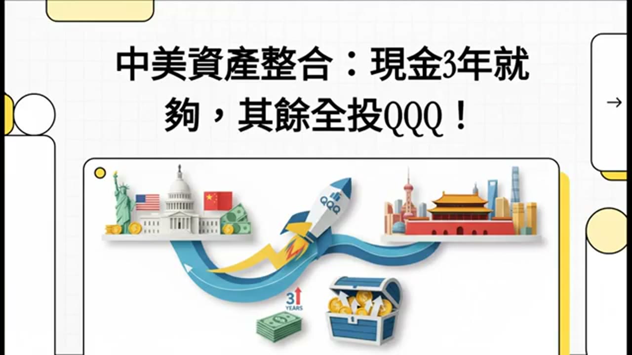 中美雙地資產整合：現金3年夠就好，其餘全投QQQ